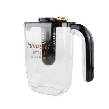 Imagem de WeiLaiKeQi Water Pitcher Water Jug Versátil Servware portátil leve com tampa e lidar com o recipiente de bebida para a geladeira de praia verão, Preto