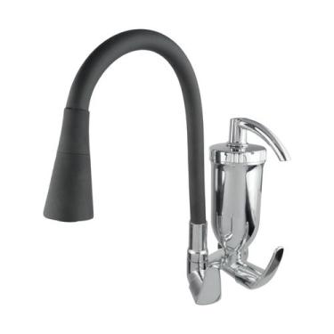 Imagem de Torneira Cozinha Gourmet Filtro Parede 2 Jatos 1/4 De Volta Abs Cone P