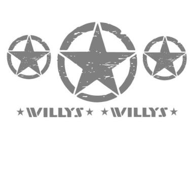 Imagem de Kit 5 Adesivos Jeep Renegade Willys Estrela Militar - Prata - Jhow Ade