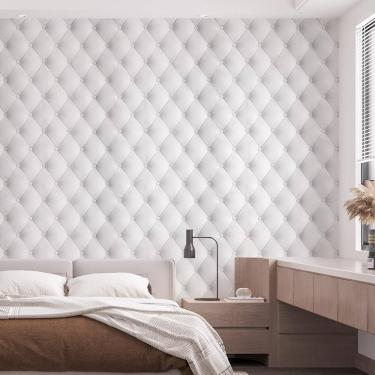 Imagem de Kit 7 Rolos Papel De Parede Adesivo Couro Branco King 3,0M