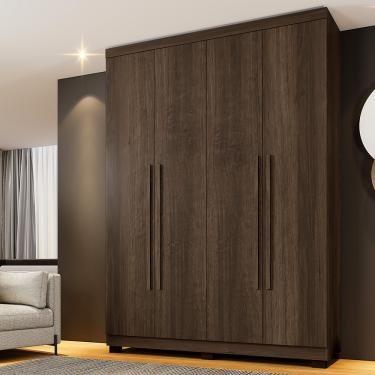 Imagem de Guarda Roupa Solteiro 4 Portas com Pés em MDF New Master Benetil - Imbuia