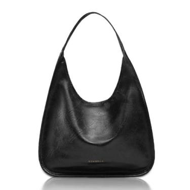 Imagem de Bolsa de ombro de couro PU Hobo Purse NEWBELLA para trabalho preta