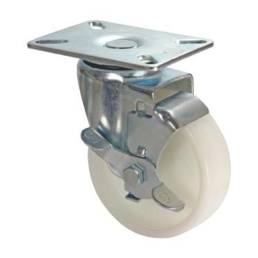 Imagem de Roda rodízio giratório freio nylon inox 4 polegad 100mm 90kg - AJAX
