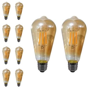 Imagem de Kit 20x Lâmpada Filamento Led St64 Retrô Vintage Âmbar 4W Bivolt