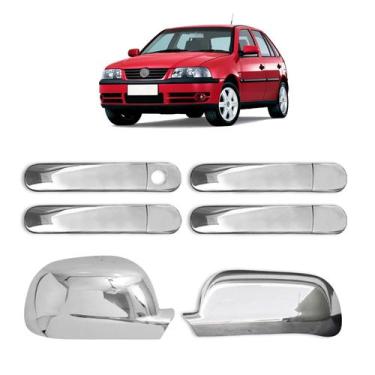 Imagem de Kit Aplique Cromado Maçaneta + Par Retrovisor Golf 1999 2000 2001 2002