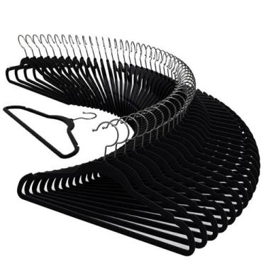 Imagem de Kit 100 Cabide Preto Veludo Slim Antideslizante Ultra Fino - Rrister I