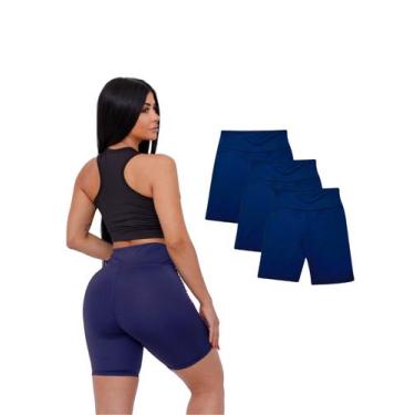 Imagem de Kit Com 3 Shorts Longo Academia Suplex Cintura Alta Feminino - Olv Jea
