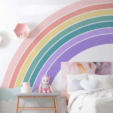 Imagem de Papel de Parede Quarto de Menina Arco-íris Colorido 6m²