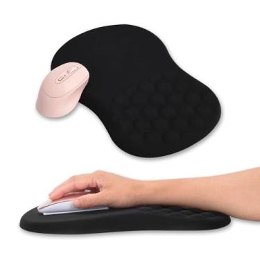 Imagem de Mouse pad ergonômico com suporte para descanso de pulso, mousepad de 30 cm com descanso de pulso de espuma viscoelástica e base de poliuretano antiderrapante, volume de massagem para alívio da dor
