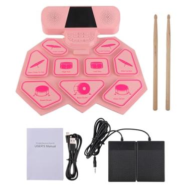 Imagem de DM300 Dual Alto -falante Color Tambores Eletrônicos Tambores Eletrônicos Extra Espessa de Percussão de Silicone Hand Tambores Eletrônicos 9 Drumpads Com Pedal de Martelo Midi (Rosa)
