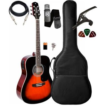 Imagem de Kit Violão Elétrico Giannini Aço Folk Afinador + Acessórios