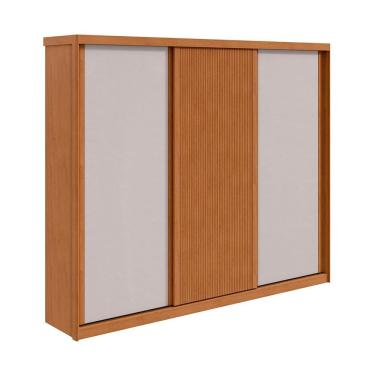 Imagem de Guarda-Roupa Casal Ollie sem Pés 3 Portas 6 Gavetas Amêndoa e Off White