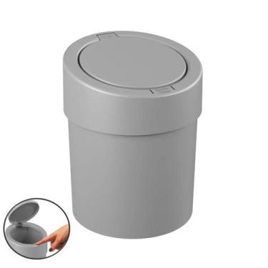 Imagem de Lixeira 5,4 Litros com Tampa Click Press Cozinha Banheiro Cinza - 1090