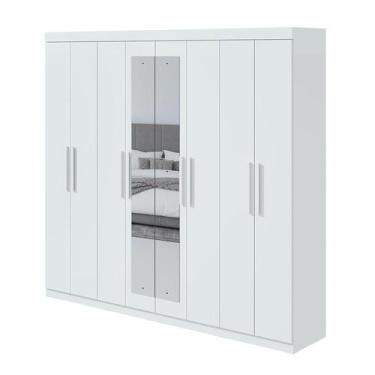 Imagem de Guarda-Roupa Casal com Espelho Andara 8 PT 4 GV Branco - Lopas