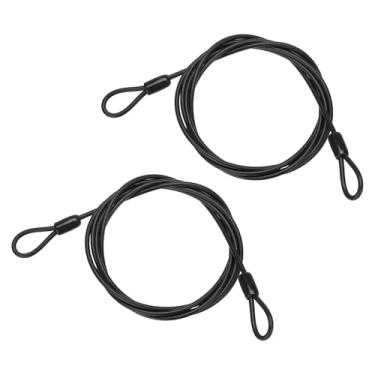 Imagem de PATIKIL Cabo de aço inoxidável revestido de vinil de 5/81.3 cm de diâmetro com laços, 2 peças de corda de fio flexível de 2,1 m (200,7 cm) cadeado de corrente de segurança para iluminação de palco ao