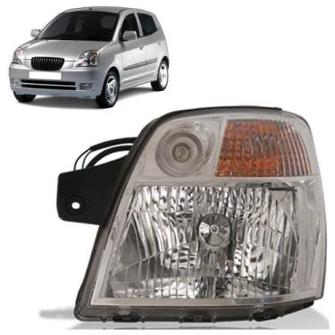 Imagem de Farol Dianteiro Picanto 2005 2006 2007 2008 Máscara Cromada Lisa Acríl