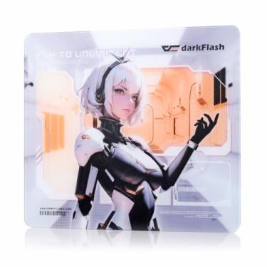 Imagem de darkFlash Mouse pad de vidro 35 × 29 cm, superfície temperada ultra-suave, rastreamento de precisão, base de borracha antiderrapante, acabamento gravado durável, IP exclusivo ideal para jogos e