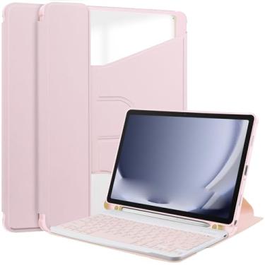 Imagem de Capa para tablet inteligente compatível com Samsung Galaxy Tab A9 Plus Capa SM-X210/SM-216/SM-X218 Capa de 11 polegadas com capa de teclado Suporte de visualização multiângulo(Pink)
