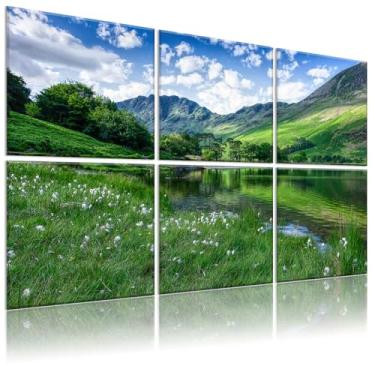 Imagem de HIRESC Pacote com 6 painéis acústicos artísticos de espuma de parede à prova de som, painéis absorventes de som de 182 x 121 cm, bloqueador de som decorativo, tratamento acústico para estúdio de