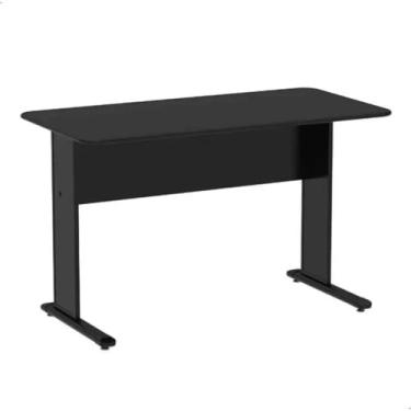 Imagem de Mesa Escritório Reta 120x60 Uno Preto Simples e Funcional Madeira MDP Suporta até 40kg - Home Gourmet