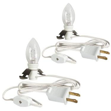Imagem de Dazzle Bright Pacote Com 2 Acessórios De 6 Pés Lâmpada Incandescente, Soquete E12, Plugue Branco Liga/Desliga, Lâmpadas Candelabro C7 Para Decoração Natal, Casa Vila Natalina
