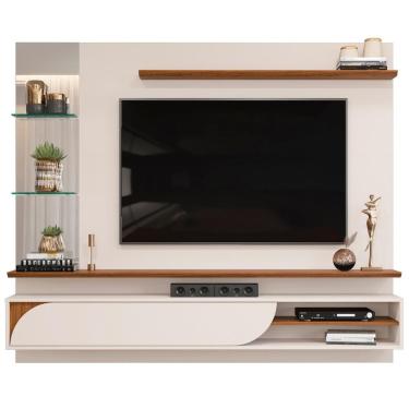 Imagem de Painel Suspenso Tv 60 Pol 180 Cm Ravi Off White Freijó Dj Moveis Off White Freijo