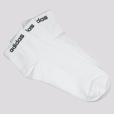 Imagem de Kit Meia Adidas Logo Linear ESS 3 Pares Cano Médio Branca e Preta, P