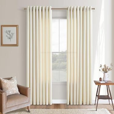 Imagem de Cortinas de linho bege creme, 213 cm de comprimento, para sala de estar, quarto, neutro, boho, casa de fazenda, bronze, anel de ilhós, privacidade, filtragem de luz, não transparente, cortinas de