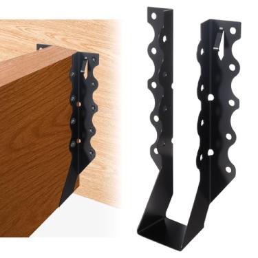 Imagem de Mixiflor 50 ganchos de viga, 5 x 20 cm, suportes de viga de montagem frontal de calibre 20 para madeira, laços de furacão para moldura de deck, piso, teto e telhado