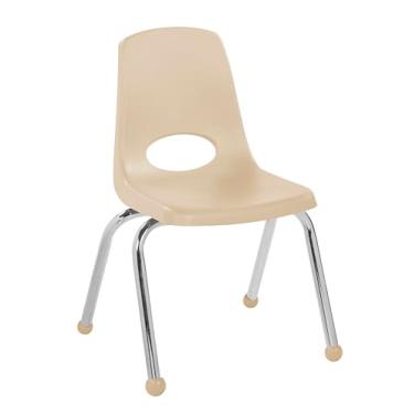 Imagem de Cadeira escolar de 35,5 cm, assento empilhável para estudantes com pernas de aço cromado e deslizadores giratórios; para sala de aula, escola em casa ou espaço de aprendizagem - areia, 11557-SD