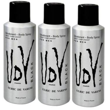 Imagem de Kit 3 Desodorantes UDV Black Masculino 200ml - Ulric de Varens