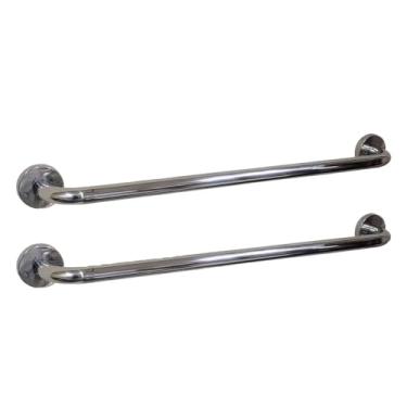 Imagem de Barra Alça Apoio Kit 2 Uni Aço Inox 50cm Idoso Acessibilidade Pcd Cadeirante Gestante Suporte Anti Queda Banheiro Box