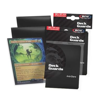 Imagem de BCW Deck Guard - Capas para cartas pretas foscas duplas | Livre de ácido, seguro para arquivo, sem PVC | Acabamento fosco antirreflexo | Serve para cartas de jogo padrão de 6,5 x 8,5 cm | Capas