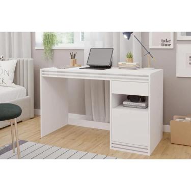 Imagem de Mesa Escrivaninha Juvenil Mila c/ 1 Porta e 1 Gaveta Branco - Permóbili
