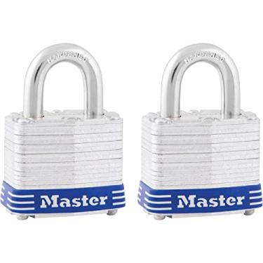 Imagem de Master Lock Cadeado com chave 3T de 4,5 cm de largura, manilha de 24 mm (9/32 polegadas), pacote com 2