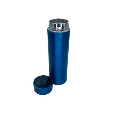 Imagem de Garrafa Térmica com Termômetro Digital LED, 500ml, Aço Inox, Azul, 22,5cm x 6,5cm