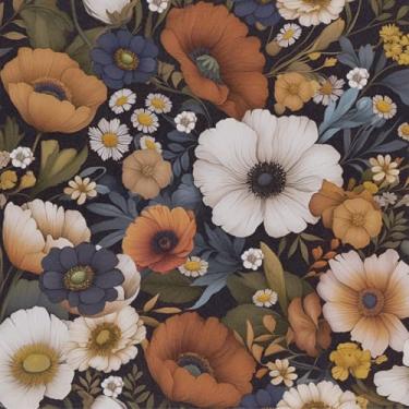 Imagem de Abyssaly Papel de parede Boho Black Rose Flower Peel and Stick 44,5 cm x 299,7 cm