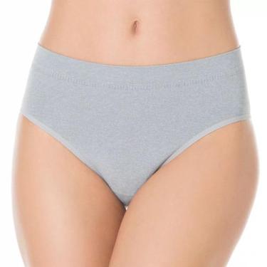 Imagem de Calcinha Liz 70220 Alta Cavada Poliamida Sem Costura, P, Prata