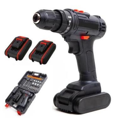 Imagem de Parafusadeira Furadeira Sem Fio 2 Baterias 21v 1400Rpm Bivol - Luatek