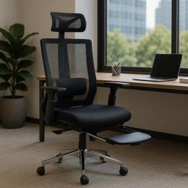 Imagem de Cadeira Ergonômica Escritório Presidente Zen Com Apoio de Pés Cabeça e