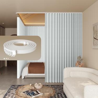 Imagem de Cortina divisória sanfonada com isolamento térmico blackout, dobrável, barreira de ruído para quarto, sala de estar, porta de vidro deslizante/sala de armazenamento/cortina divisória de espaço (azul