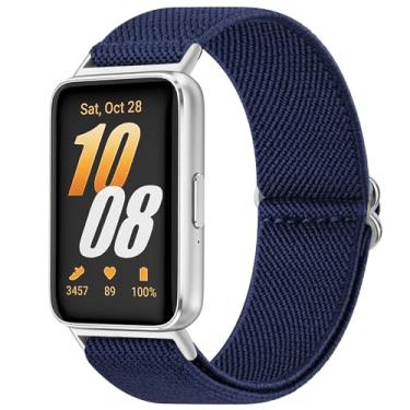 Imagem de Pulseira de relógio elástica compatível com Samsung Galaxy Fit 3, pulseira de substituição de nylon elástico macio para acessórios de smartwatch Galaxy Fit 3 SM-R390 (azul marinho)