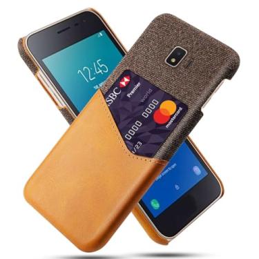 Imagem de Capa para Samsung Galaxy J2 CORE,Tela e tampa de couro PU,Anti-deslizante,Resistência à impressão digital,Caso de proteção de 360°com 1 slot de cartão atrás-Brown