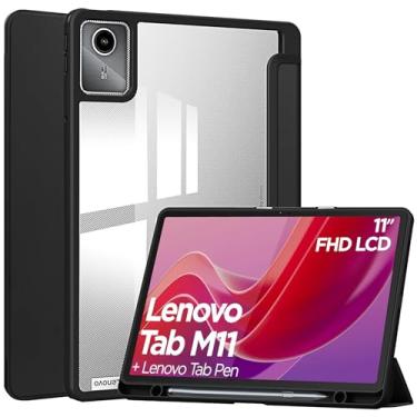 Imagem de YRH Capa para Lenovo Tab M11 de 11 polegadas com suporte para caneta, capa protetora de TPU macio de acrílico transparente para Lenovo M11 TB330FU, preta