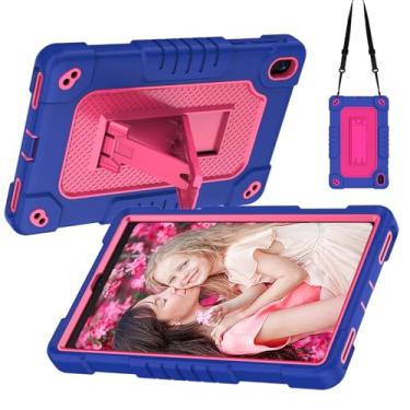 Imagem de Sozengba Capa para tablet Onn 8 modelo 2024, para tablet Onn 20.3 cm Gen 4, à prova de choque para crianças, corpo inteiro com alça de ombro para Walmart Onn 8 2024 modelo 100135923 (azul marinho/rosa