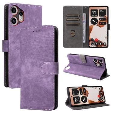 Imagem de Pzwoxukhov Capa de telefone compatível com Nothing CMF Phone 2 Pro, couro PU, capa flip roxa