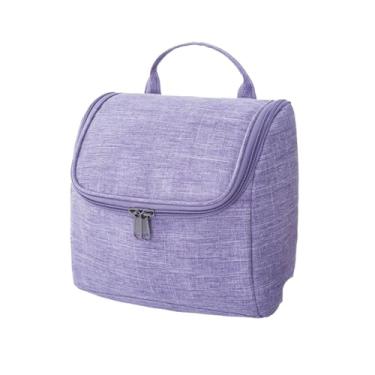 Imagem de Bolsa de higiene pessoal Propertício de grande capacidade Oxford Travel Banheiro Organizador pendurado Bolsa de armazenamento para viajar viagens de negócios de férias (Roxo)