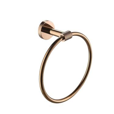 Imagem de Conjunto de banheiro em aço inoxidável 304 ouro rosa - barra de toalha e suporte para papel higiênico - kit completo para montagem em parede, anel para toalha B