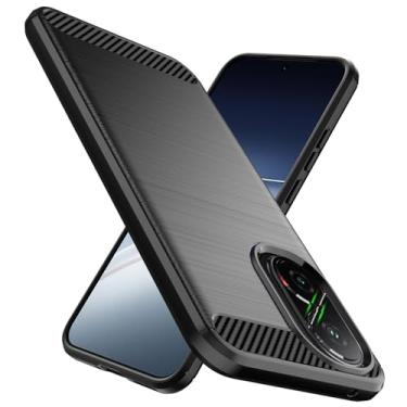 Imagem de Natbok Capa projetada para Xiaomi Poco F7, TPU flexível [textura escovada] [antiderrapante] à prova de choque, proteção militar, capa fina para Poco F7, preta