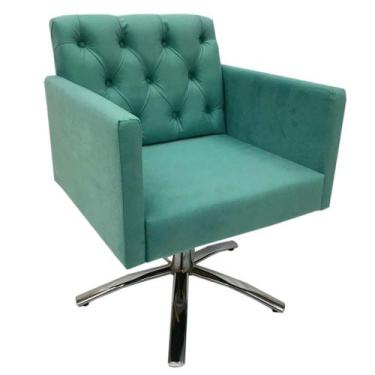 Imagem de Poltrona Nina Capitonê Giratória Sued Azul Tifanny - Sua Casa Decor